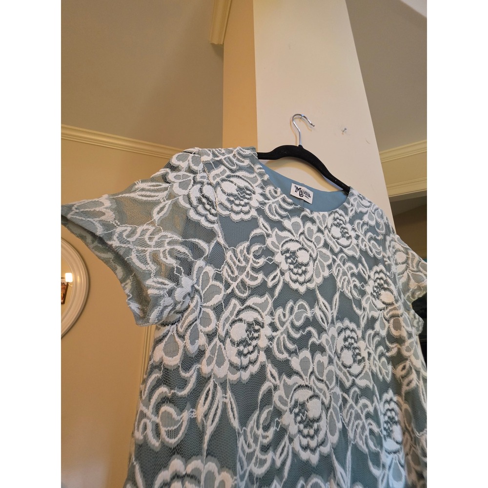 Show Me Your Mumu Blue White Floral Lace Shift Mini Dress Small RN133910 - Picture 5 of 9